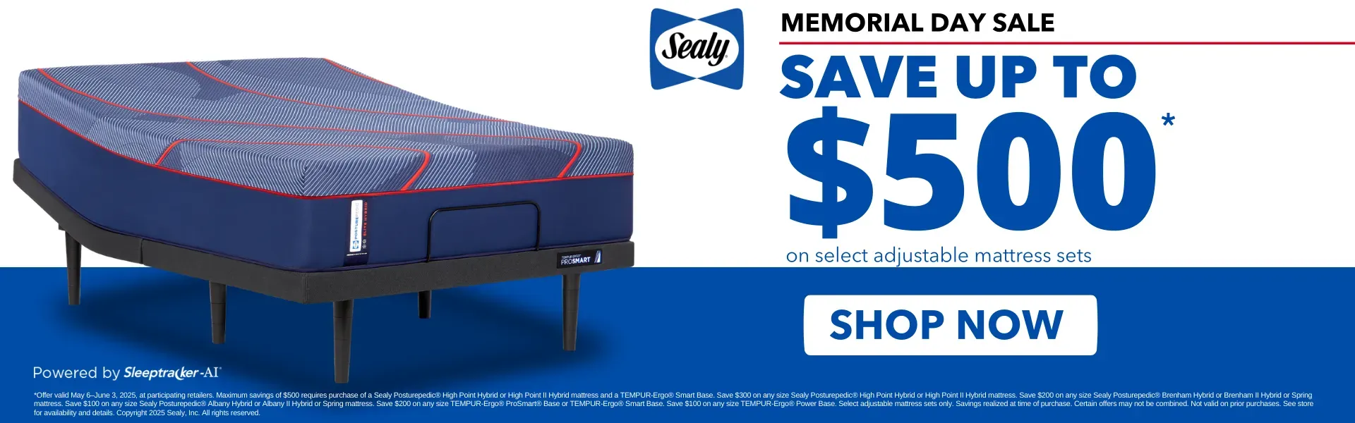 Save up to $500 on Sealy!